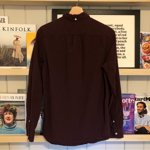 H&M LOGG Button Down Shirt Maroon Long Sleeve - Picture 3 of 6